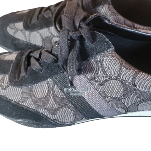 Coach Kelson Black & Gray Signature Monogram Athletic Canvas Suede Shoes 9.5 - Picture 10 of 12